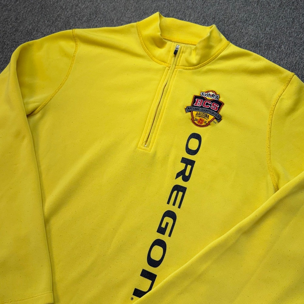 Oregon Ducks 2011 BCS National Championship Quarter Zip Pullover Yellow Mens L